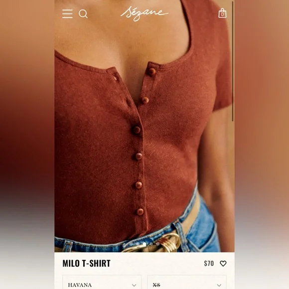 Sézane Brown Milo T-Shirt - Picture 6 of 6